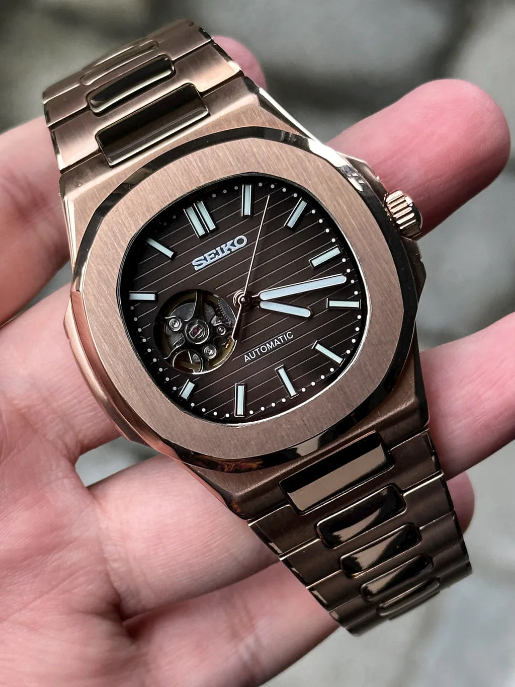 Nautiko rose gold open heart