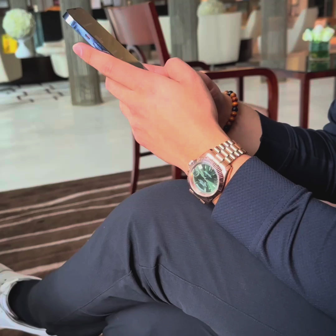 Seikodate rose gold olive-green roman